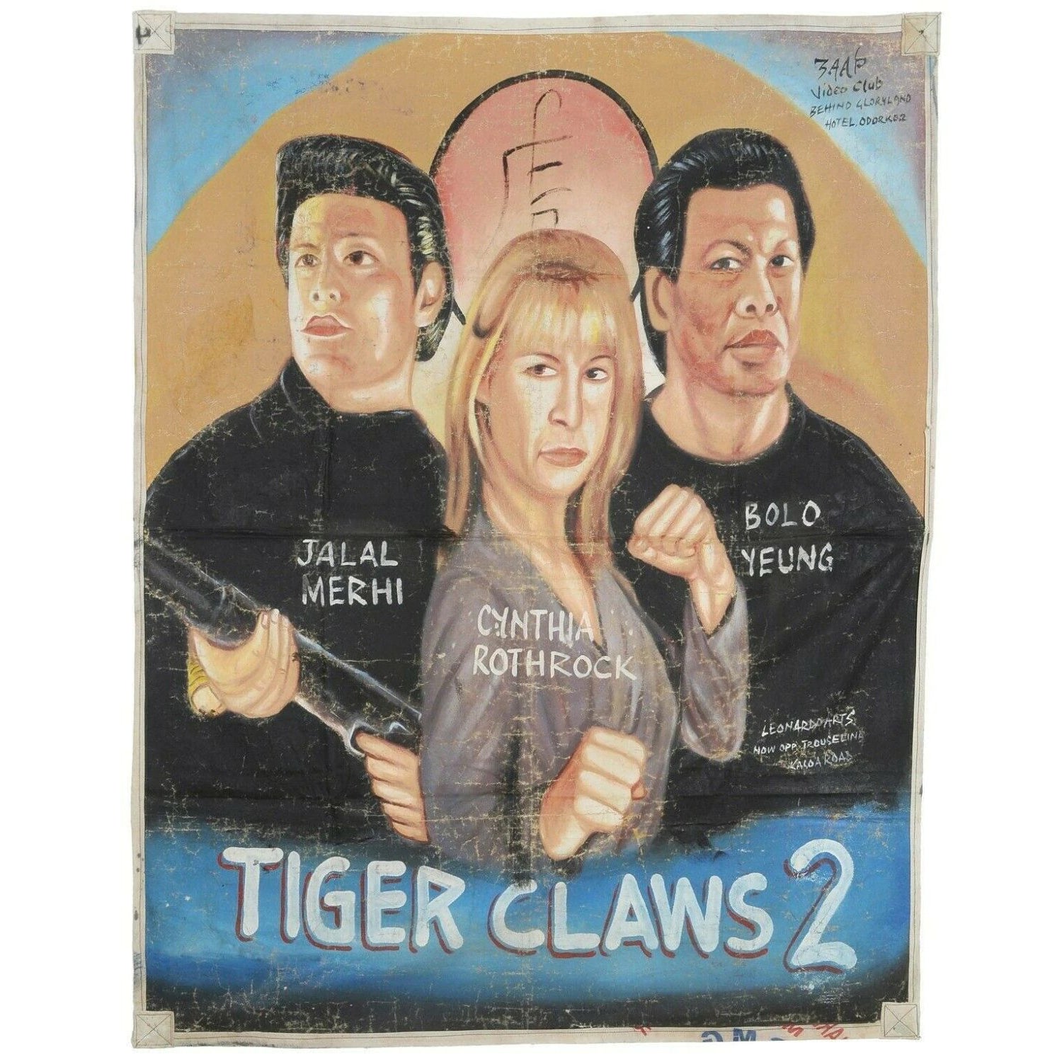 Hand painted Movie poster African Ghana oil Flour Sack Art painting TIGER CLAWS - Tribalgh
