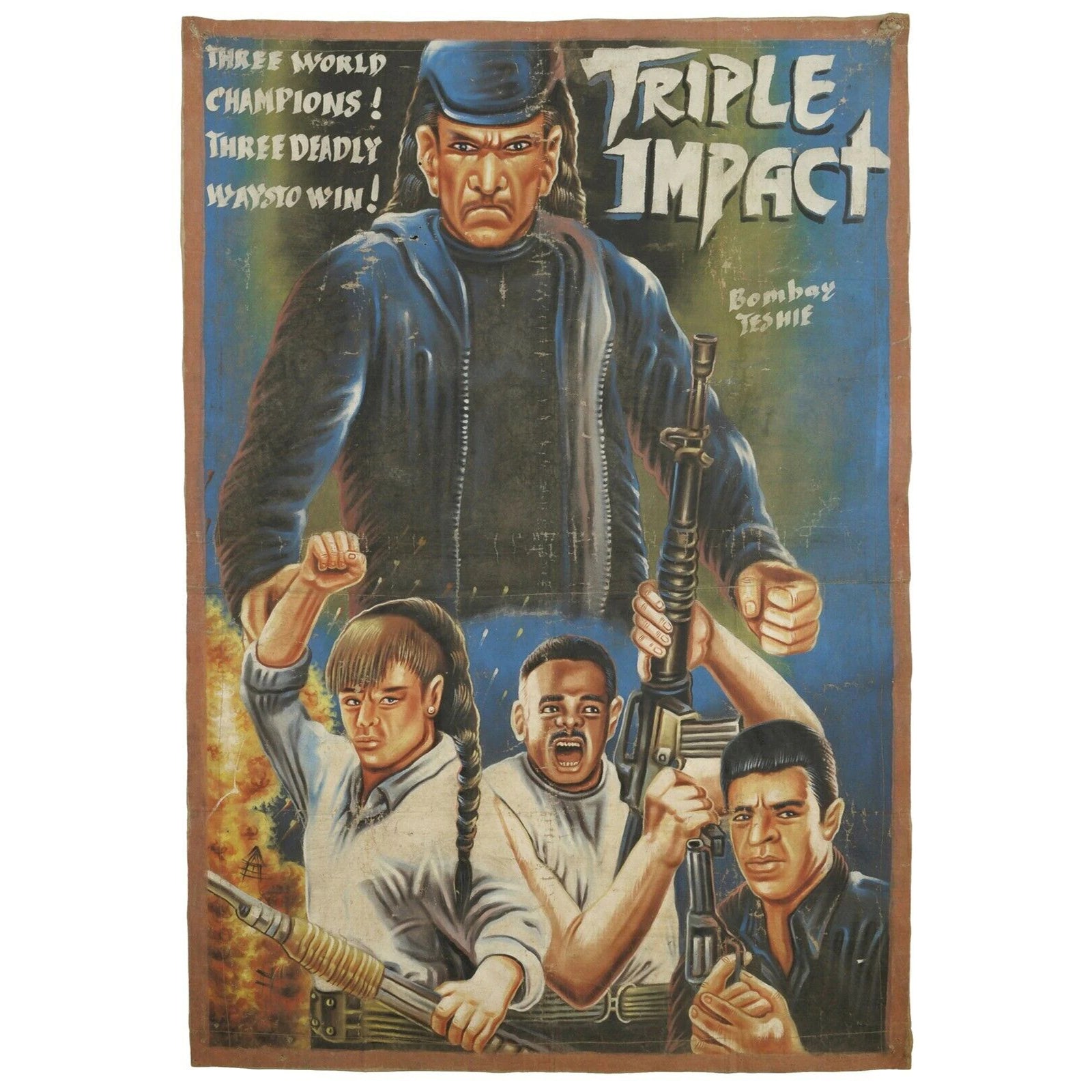 Αφίσα ταινίας Αφρικανική ελαιογραφία εσωτερικού σχεδιασμού κινηματογράφου Ghana Triple Impact - Tribalgh