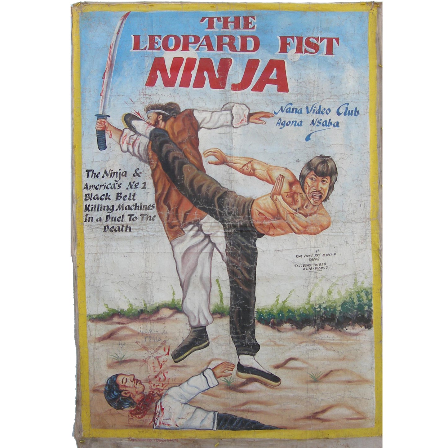 Carteles de película de Ghana EL PUÑO DE LEOPARD NINJA pintura a mano Arte Africano SD-14266