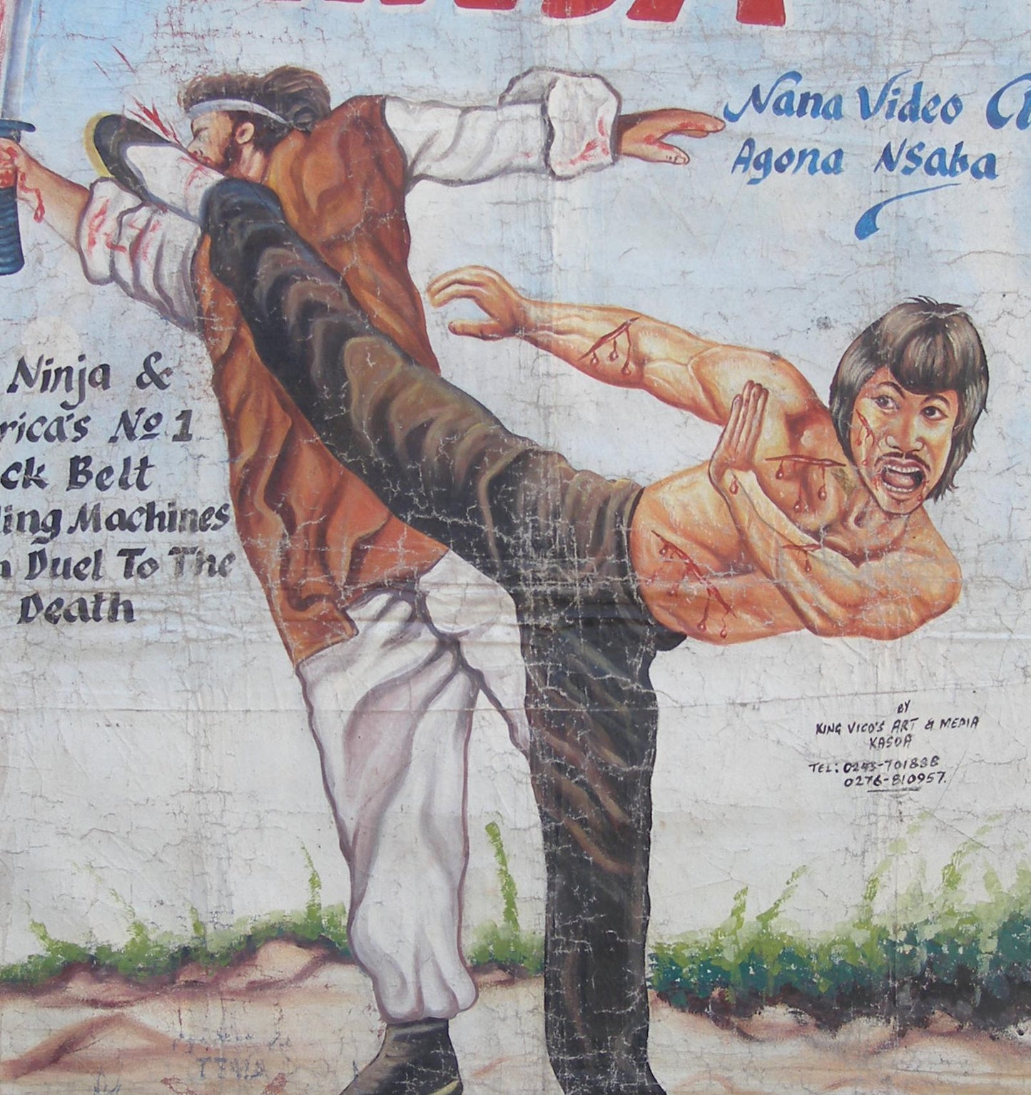 Ghana Filmposter THE LEOPARD FIST NINJA handbemalt African Art SD-14266