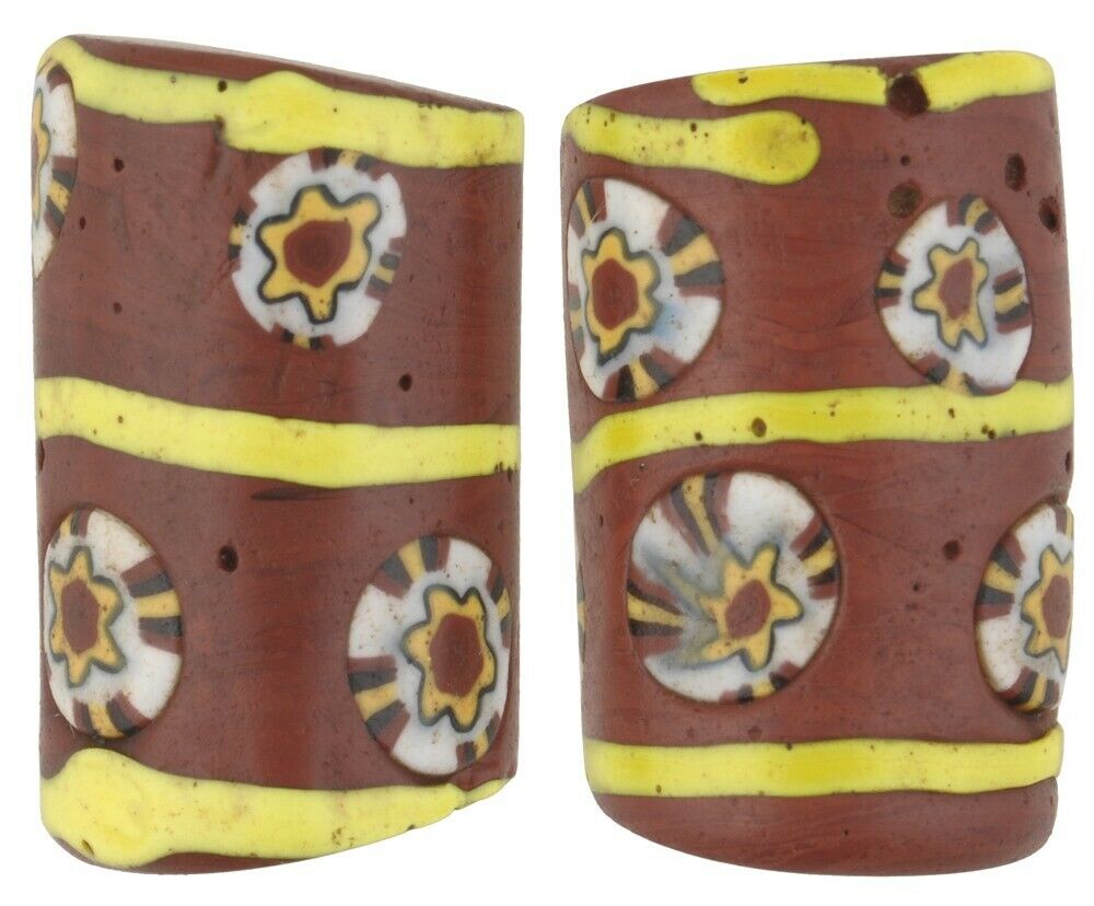 African beads Antique millefiori Venetian glass mosaic Ghana trade - Tribalgh