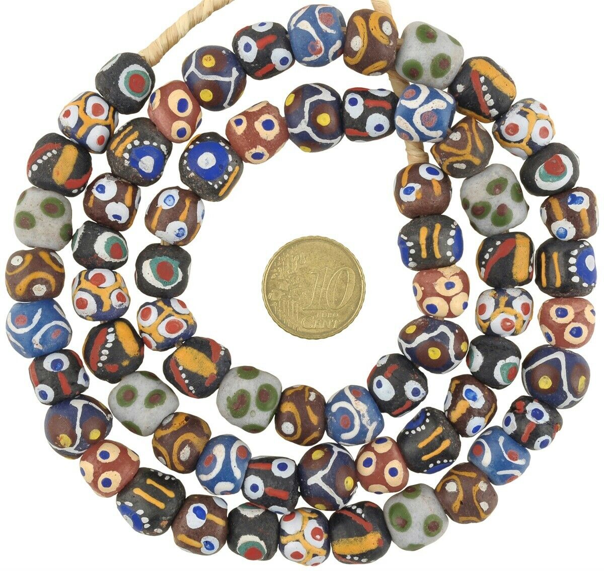 Krobo beads recycled powder glass handmade African trade ethnic necklace Ghana - Tribalgh