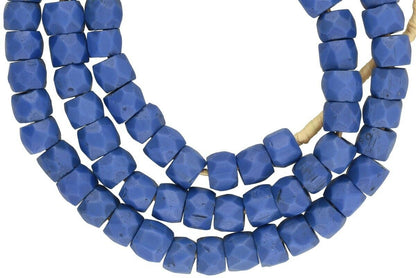 Antique Russian blue beads Bohemian Czech hand faceted glass African trade Ghana - Tribalgh