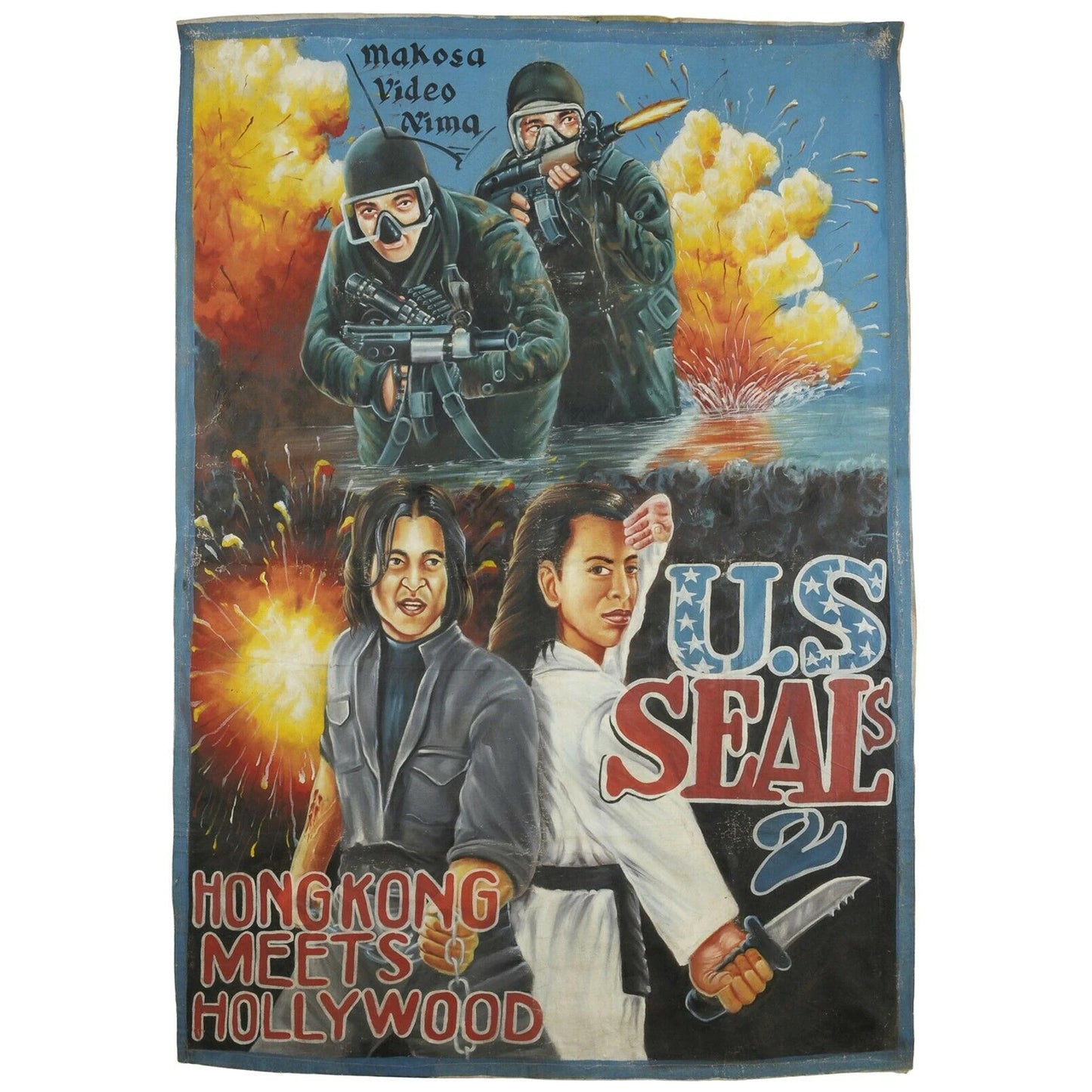 Cartel pintado a mano de la película de Ghana, arte africano, pared de cine, arte US SEAL 2 - Tribalgh