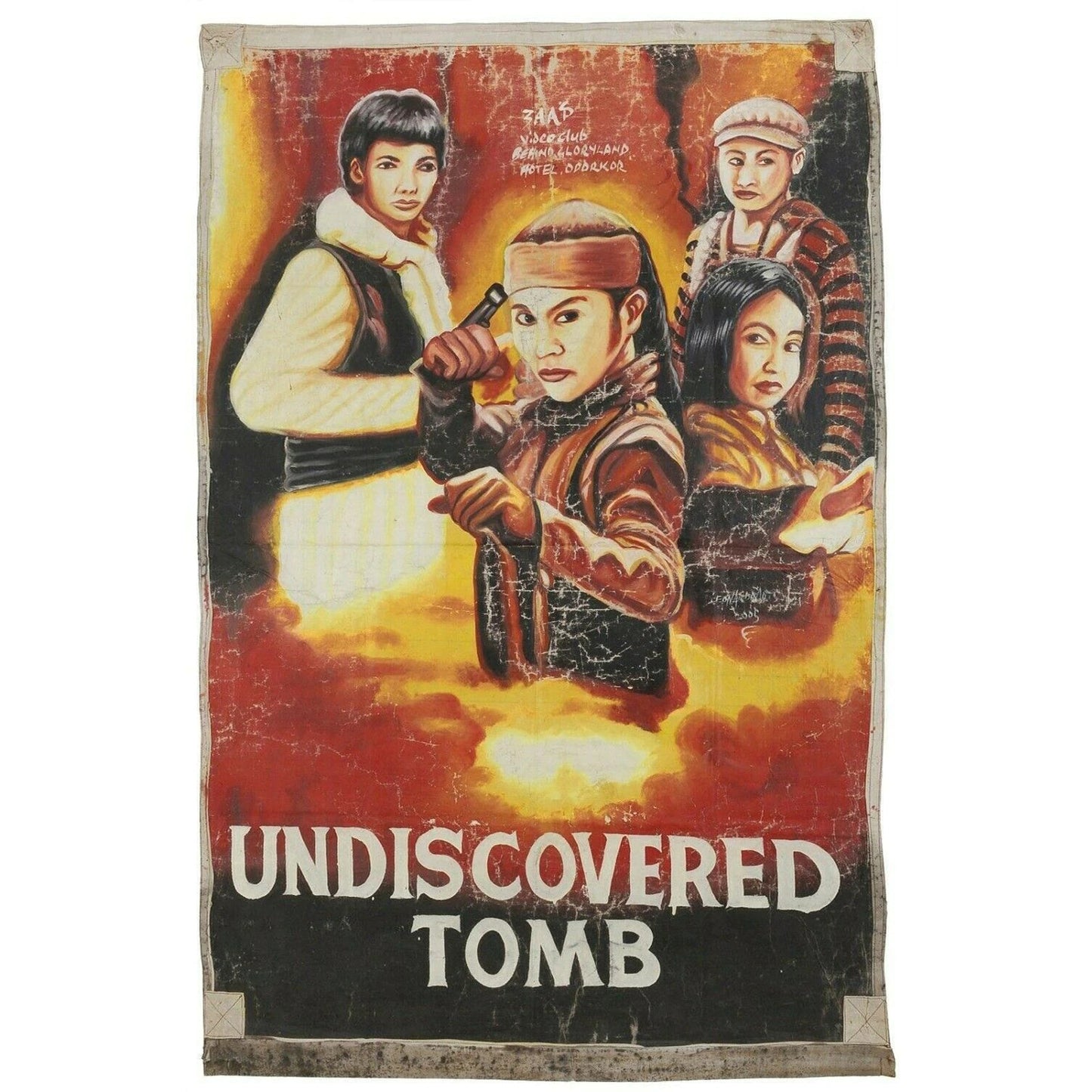 Film Kino Poster Ghana Afrikanisches Öl handbemalte Sackleinwand UNDISCOVERED TOMB - Tribalgh