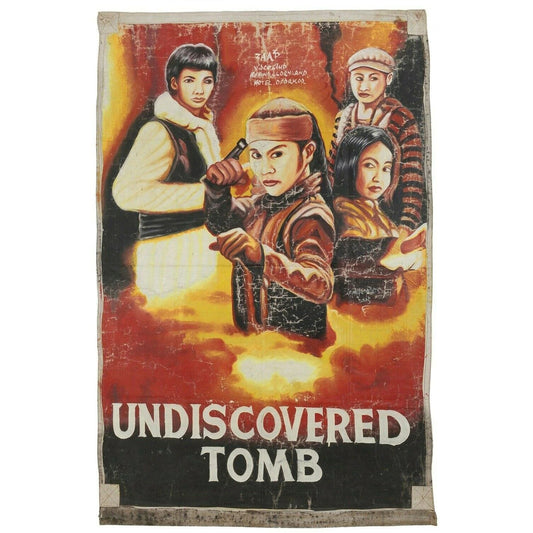 Movie Cinema poster Ghana African oil hand painted sack canvas UNDISCOVERED TOMB - Tribalgh