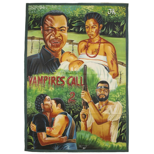 Movie Cinema poster Ghana Pittura a olio africana Dipinto a mano Juju VAMPIRES CALL 2 - Tribalgh