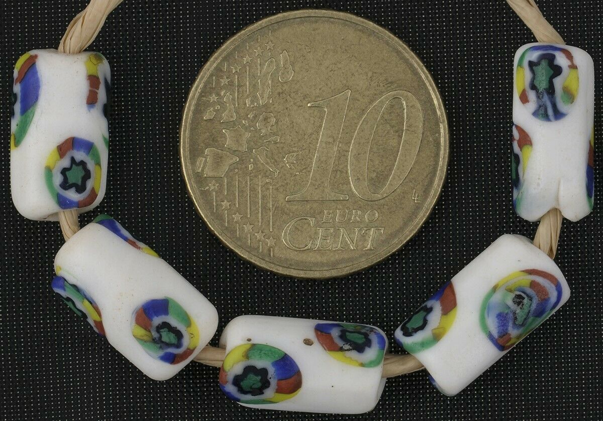 Antique Millefiori beads Venetian glass Murano mosaic African trade - Tribalgh