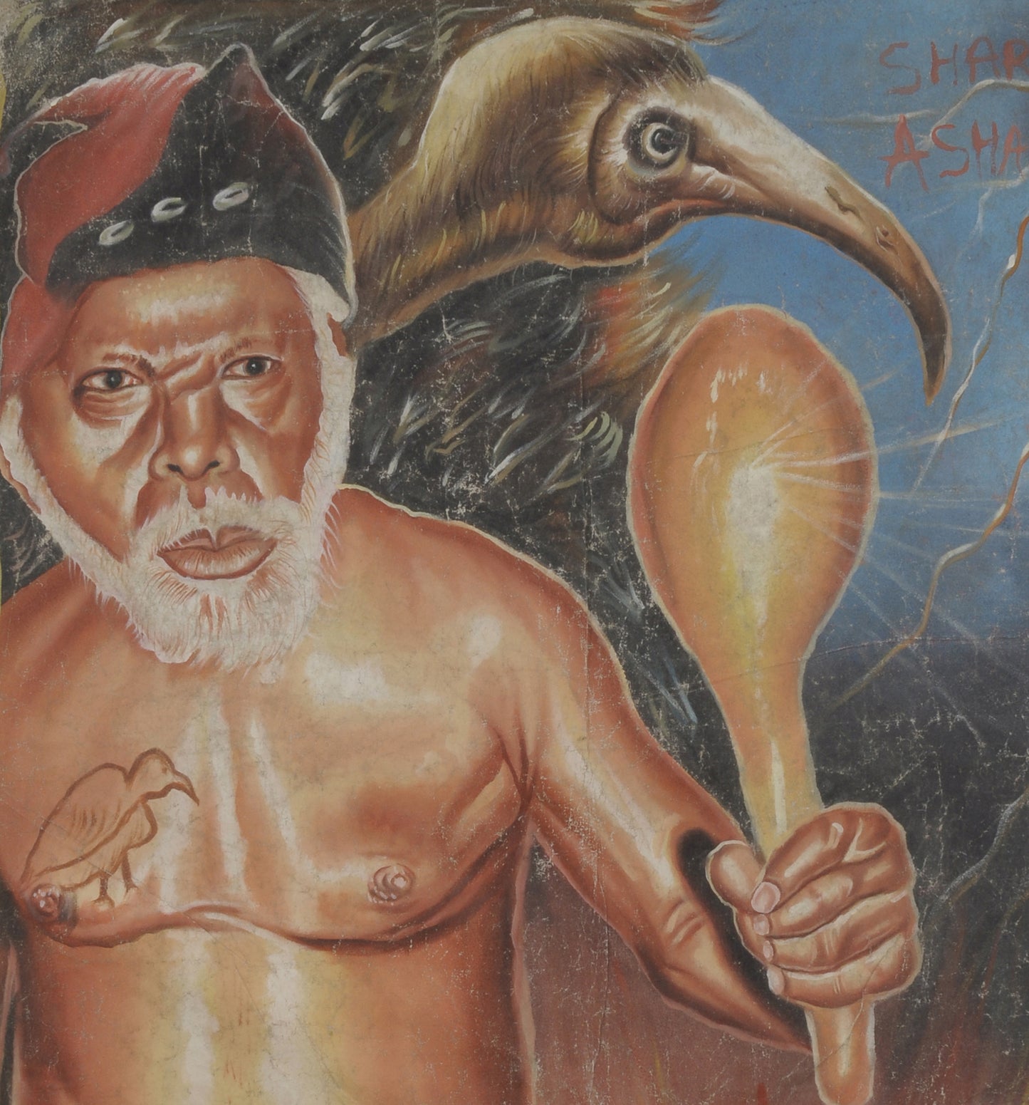 Cinema Movie poster Ghana African hand painted flour sack canvas Art WITH GOD - Tribalgh