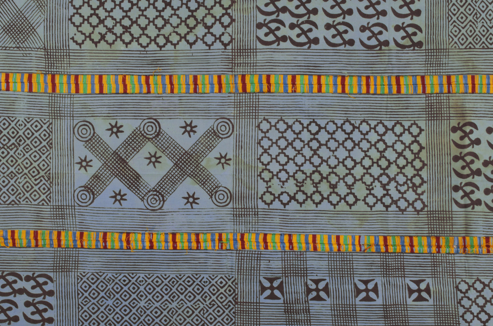Símbolos Adinkra tela Ashanti Ghana tela africana estampado a mano diseño de interiores - Tribalgh