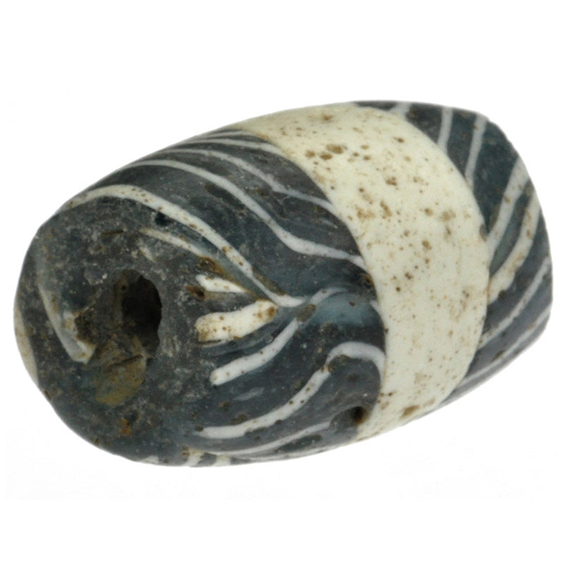Antico commercio di vetro piegato fasciato islamico Bead 1200 AD SB-23179