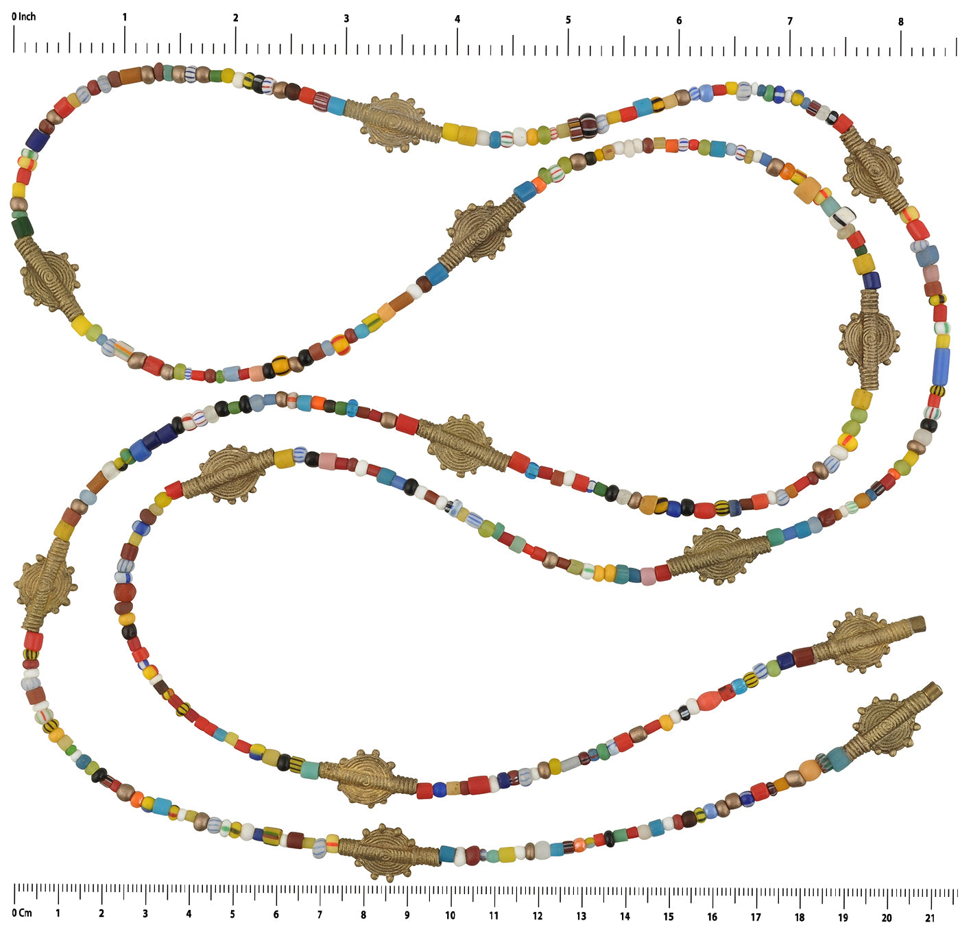 Collier perles de rocaille en verre de Noël ancien LARIAT Bijoux fait main en laiton africain - Tribalgh