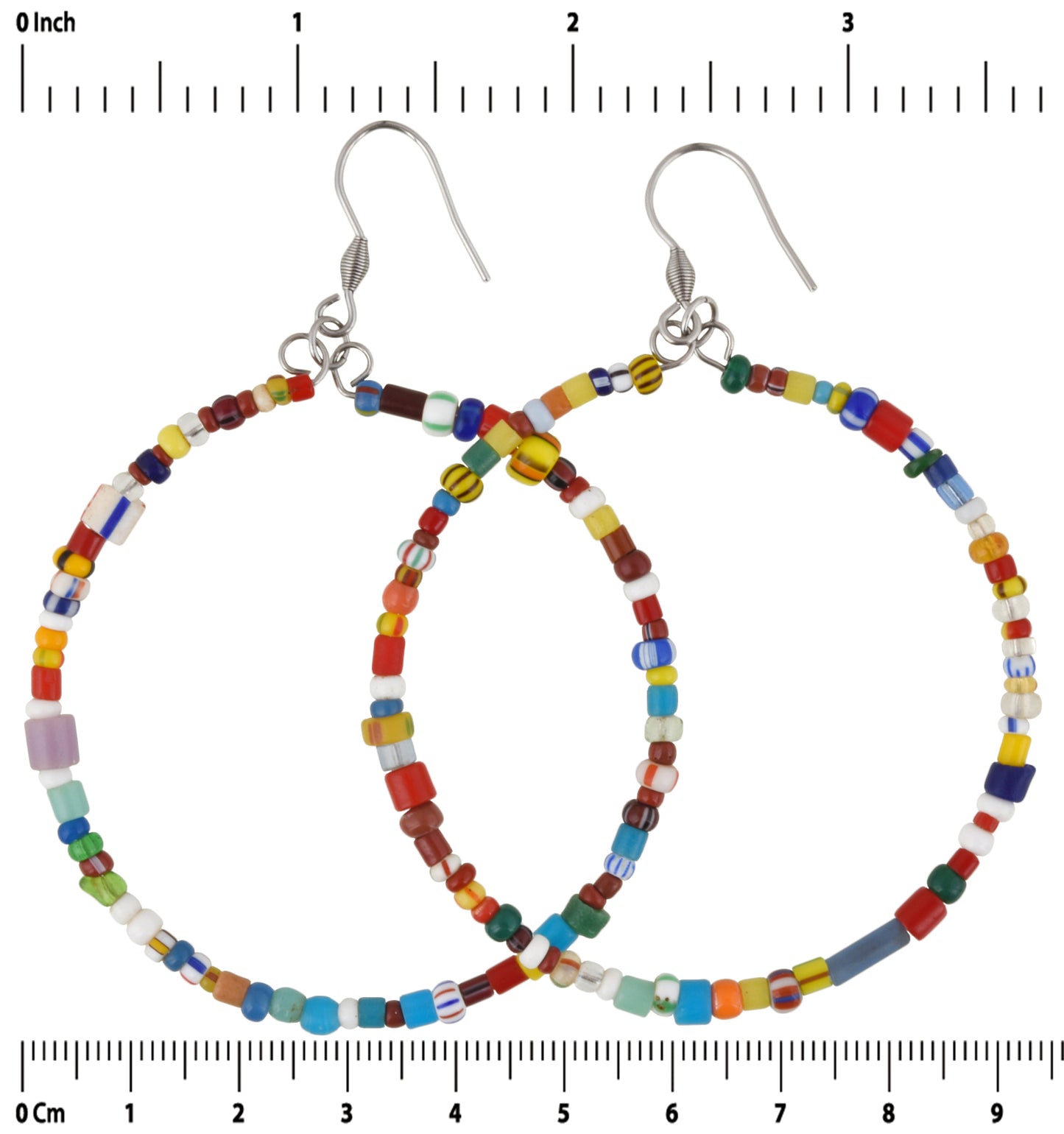 Bracelet et boucles d'oreilles perles de verre artisanales africaines "Noël" fil mémoire Boho - Tribalgh