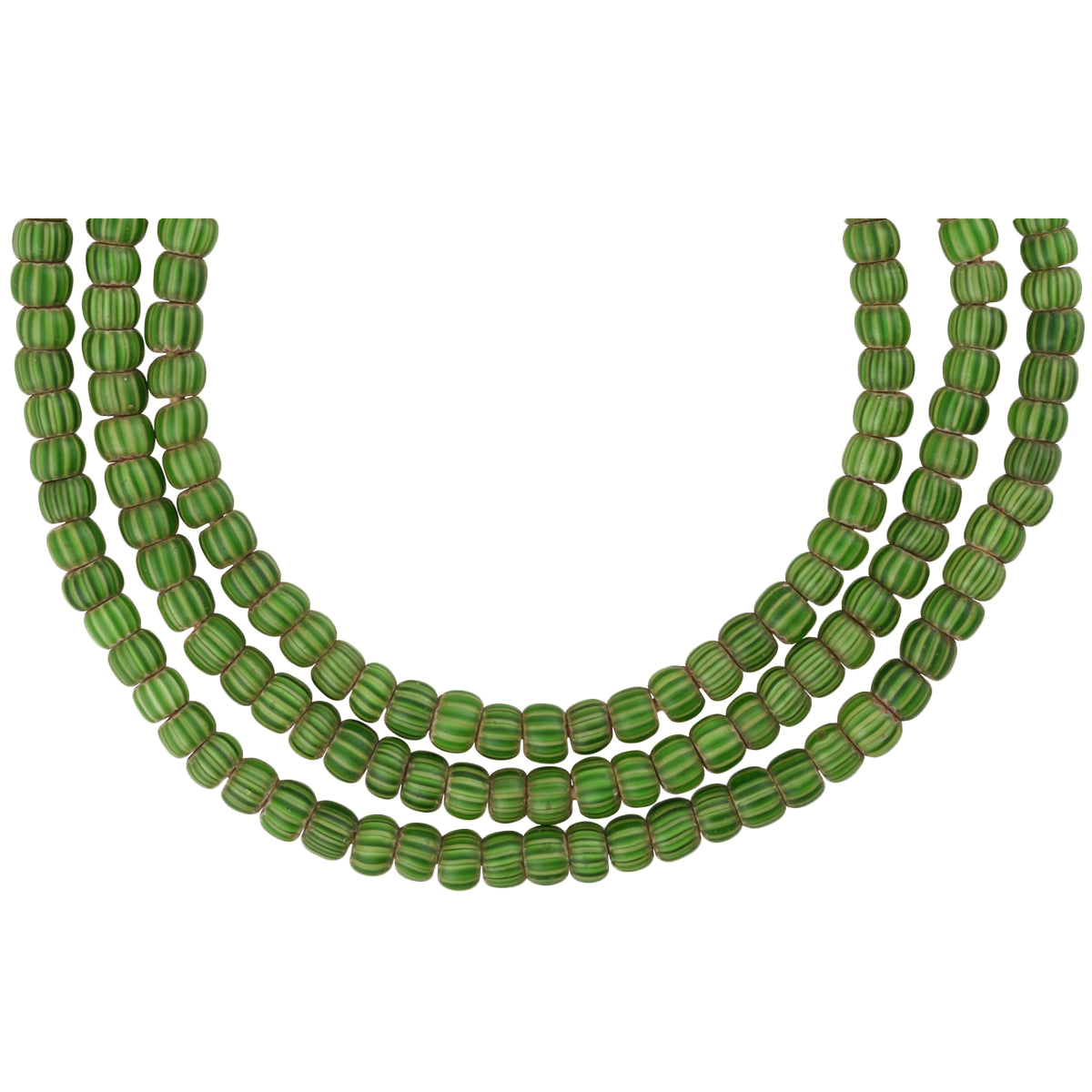 Antike Perlen venezianischer grüner Chevron alter afrikanischer Handel 4 Schichten gezogenes Glas SB-38845