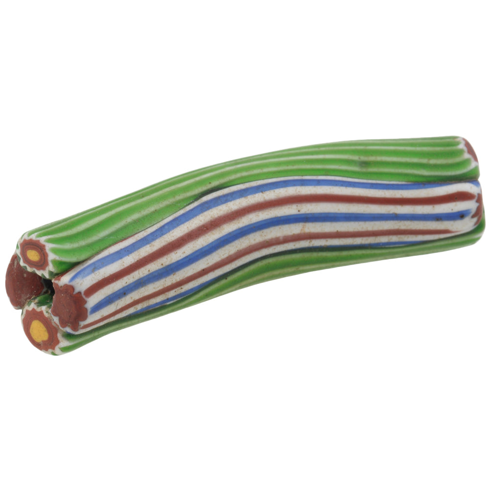 Seltene afrikanische Handelsperle alte Ellenbogen Millefiori venezianische Mosaikglasperle Ghana SB-34524