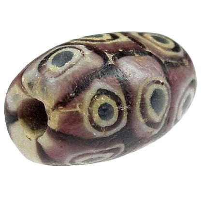 Rare Islamic Fustat Mosaic Glass Bead | Burgundy 12X8Mm