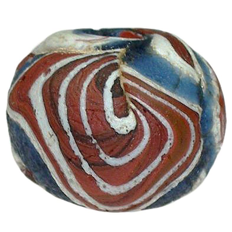 Antique Fustat folded glass Bead Islamic period 1200 AD African trade Mali SB-16267