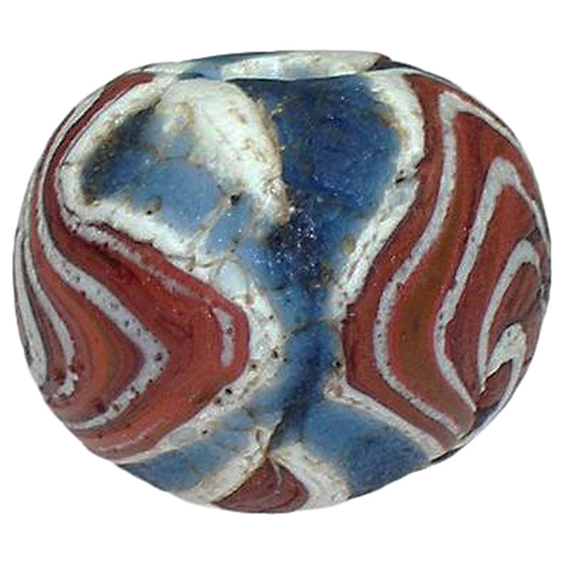 Antique Fustat folded glass Bead Islamic period 1200 AD African trade Mali SB-16267