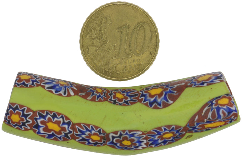 Schöne alte große Elbow Millefiori Venezianische Mosaik Glasperle African Trade SB-25442