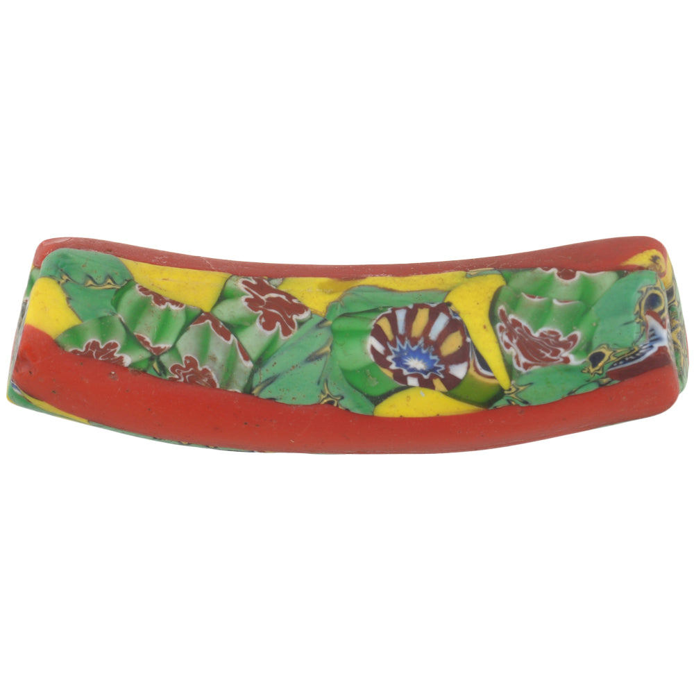 Seltene afrikanische Handelsperle Ellenbogen alte Millefiori venezianische Mosaikglasperle Ghana SB-34466