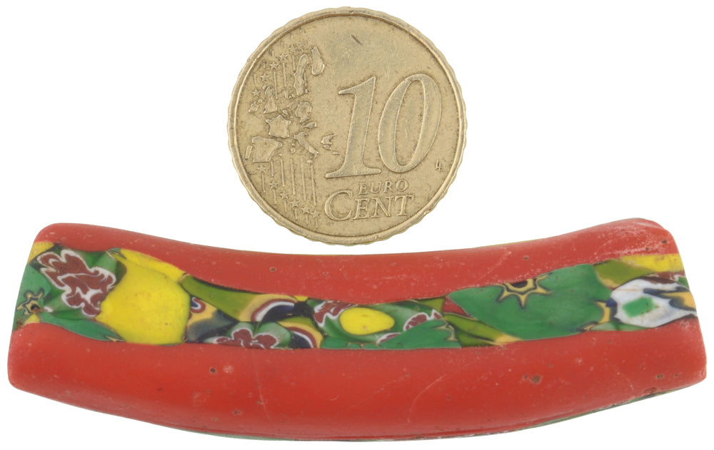 Seltene afrikanische Handelsperle Ellenbogen alte Millefiori venezianische Mosaikglasperle Ghana SB-34466