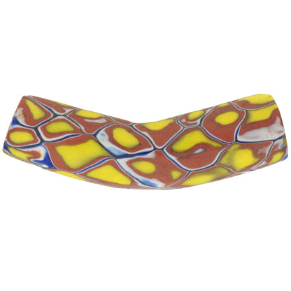 Antike große Millefiori-Mosaik-Glas-Handelsperle in Ellenbogenform, venezianisch