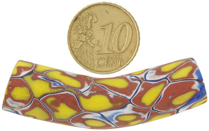 Antike große Millefiori-Mosaik-Glas-Handelsperle in Ellenbogenform, venezianisch - alternative Ansicht