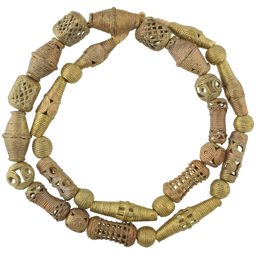 African trade brass beads bronze casting Ashanti Ghana lost wax gold weight - Tribalgh