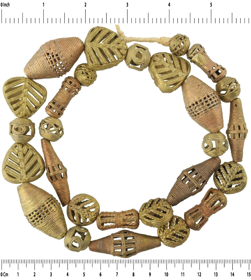 African handmade brass beads Ashanti Akan lost wax bronze casting African trade - Tribalgh