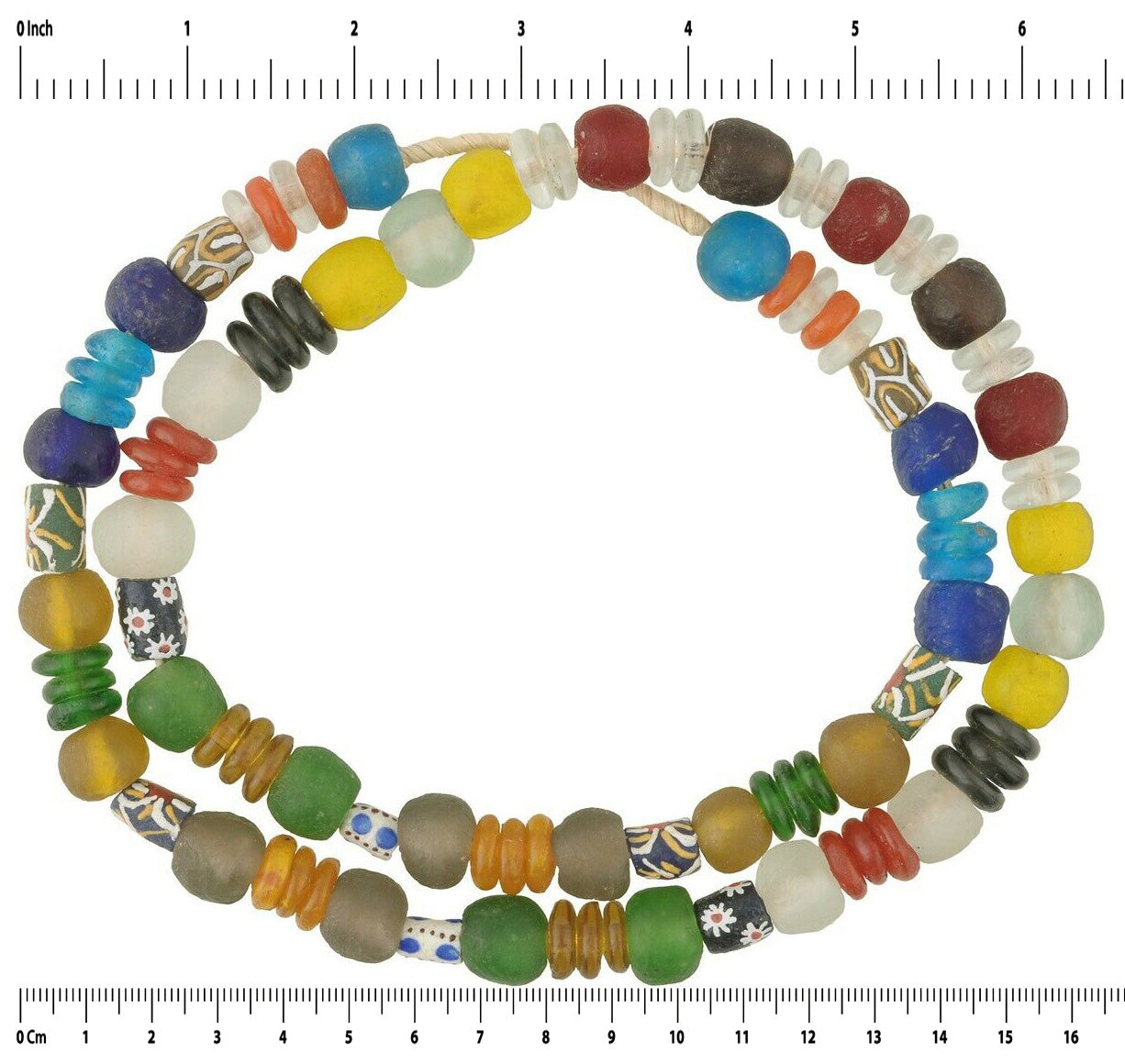 African trade powder glass beads recycled handmade Krobo jewelry necklace - Tribalgh