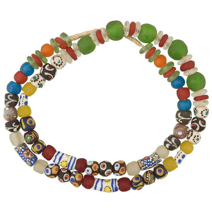 African trade Krobo powder glass beads Ghana handmade jewelry necklace ethnic - Tribalgh