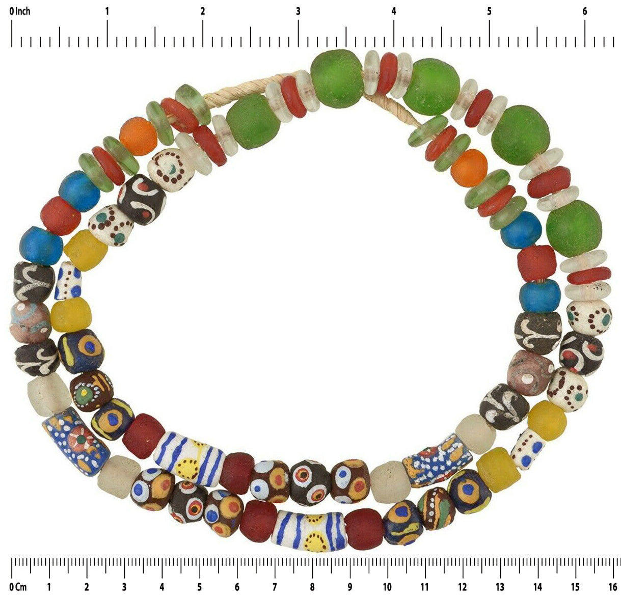 Afrikanischer Handel Krobo Pulverglasperlen Ghana handgemachter Schmuck Halskette ethnisch - Tribalgh