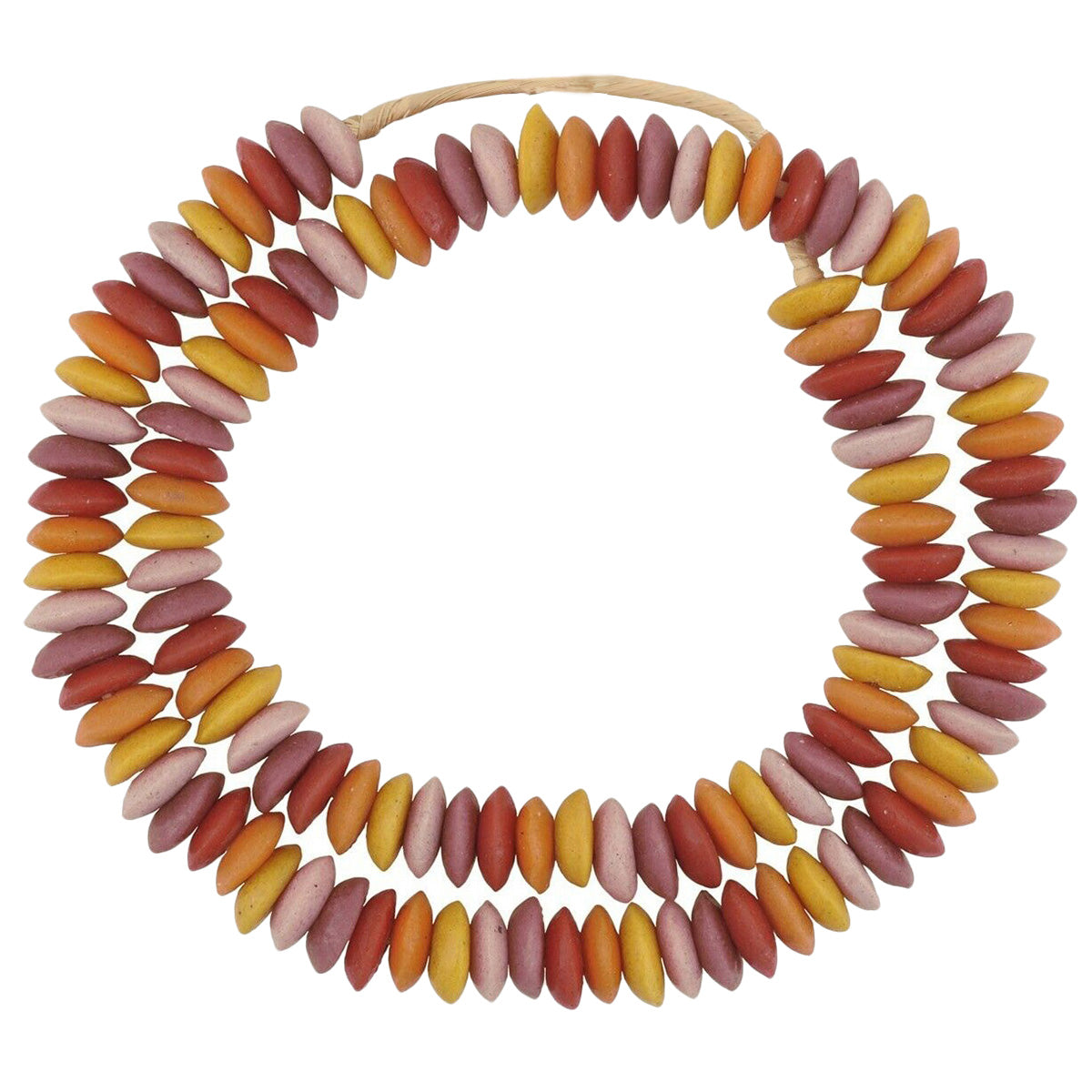 African Krobo recycled glass beads handmade Ghana necklace disks spacers - Tribalgh
