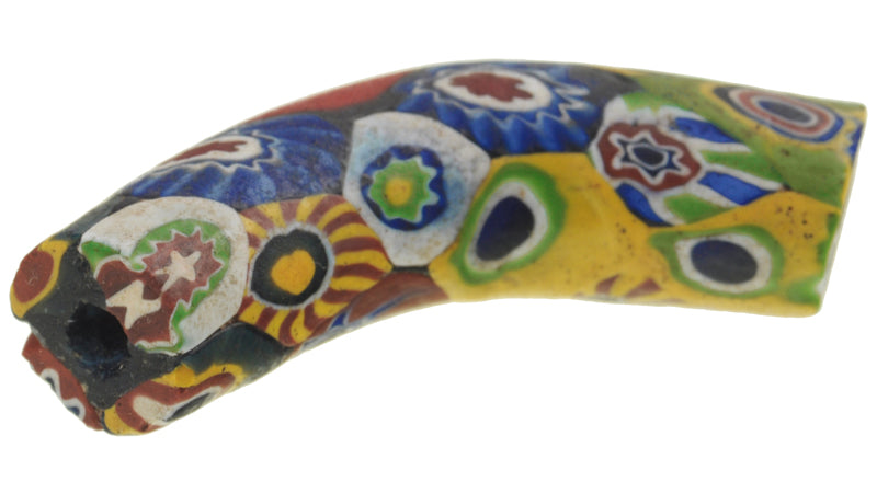 Seltene alte Multimurrine Ellenbogen Millefiori venezianische Mosaik Glasperle African Trade SB-27479