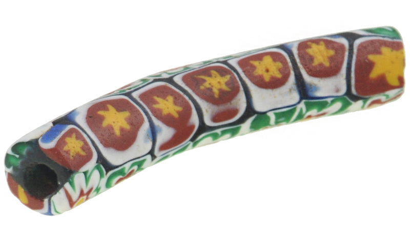 Seltene alte Ellenbogen Millefiori Venezianische Mosaik Glasperle African Trade SB-27496