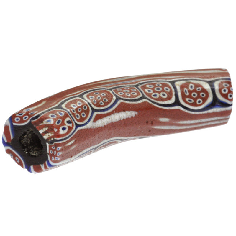 Antike venezianische Ellenbogen-Millefiori-Mosaik-Handelsperle - 40 x 11 mm, Afrikanischer Handel