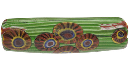 Antique Elbow Millefiori Venetian Glass Trade Bead - Rare Mosaic Bead - surface close-up