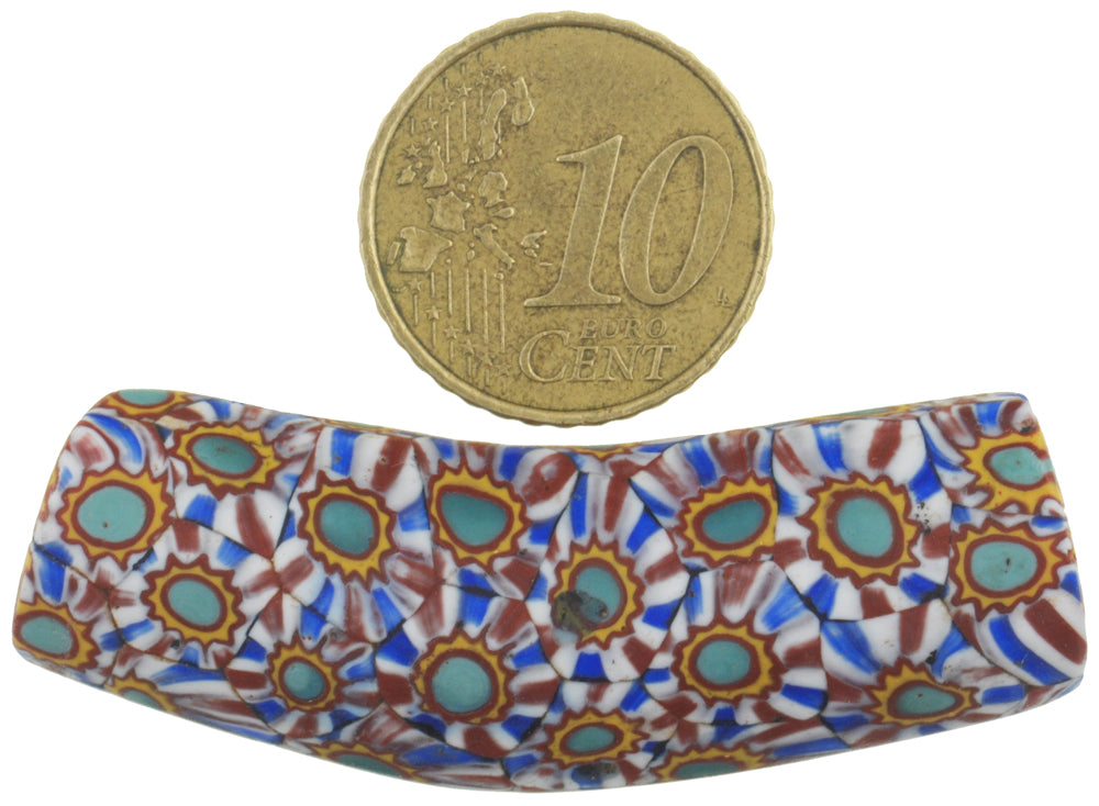 Alte seltene große Ellenbogen Millefiori venezianische Mosaik Glasperle African Trade SB-28613