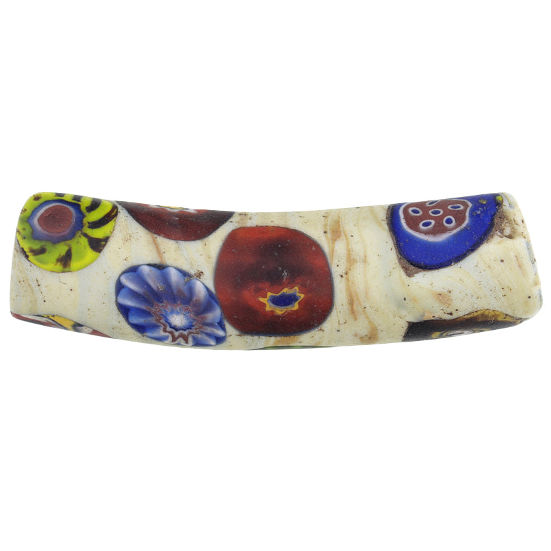 Alte seltene Multimurrine Ellenbogen Millefiori Venezianische Mosaik Glasperle African Trade SB-26432