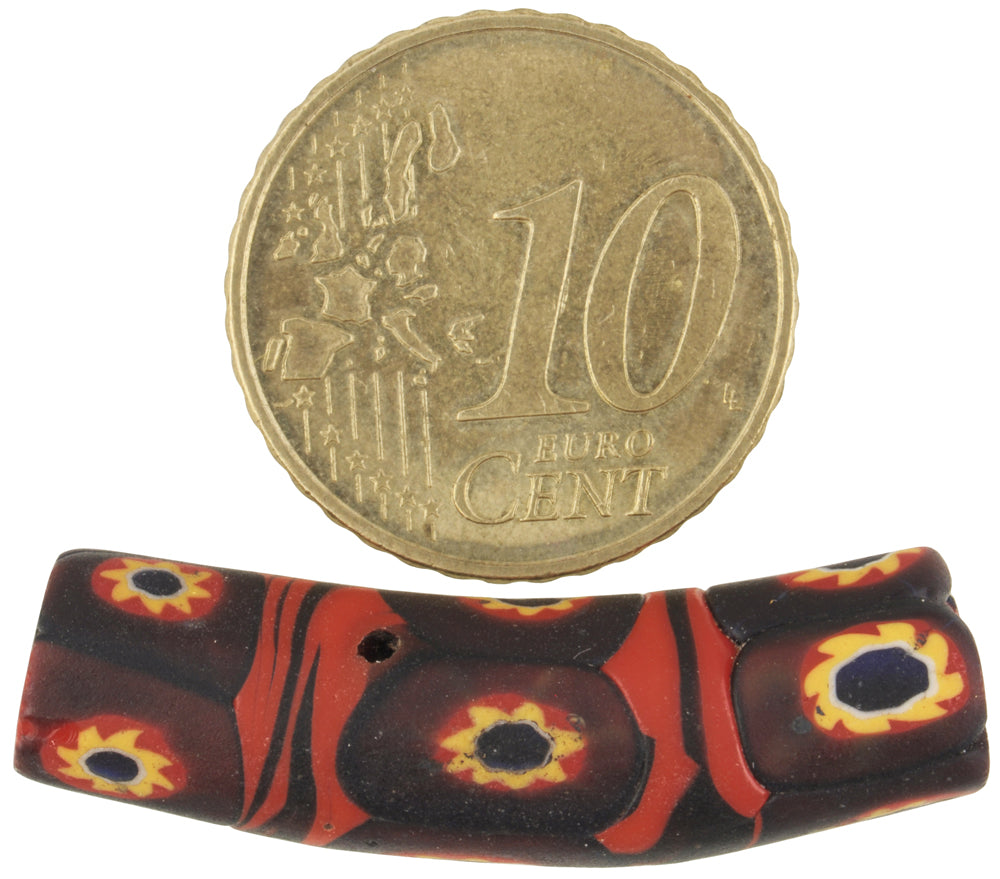 Afrikanische Handelsperle Antik Ellenbogen Millefiori Venezianisches Glas Murano Mosaik Ghana SB-37681