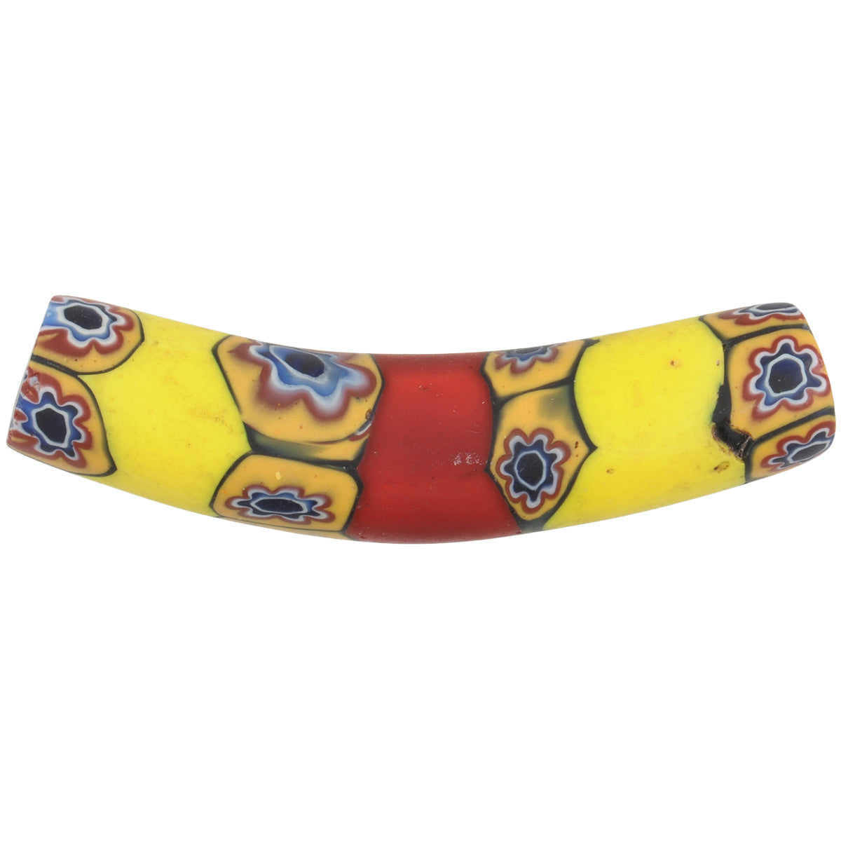 Afrikanische Handelsperle Antik Ellenbogen Millefiori Venezianische Glasperle altes Mosaik Ghana SB-38030