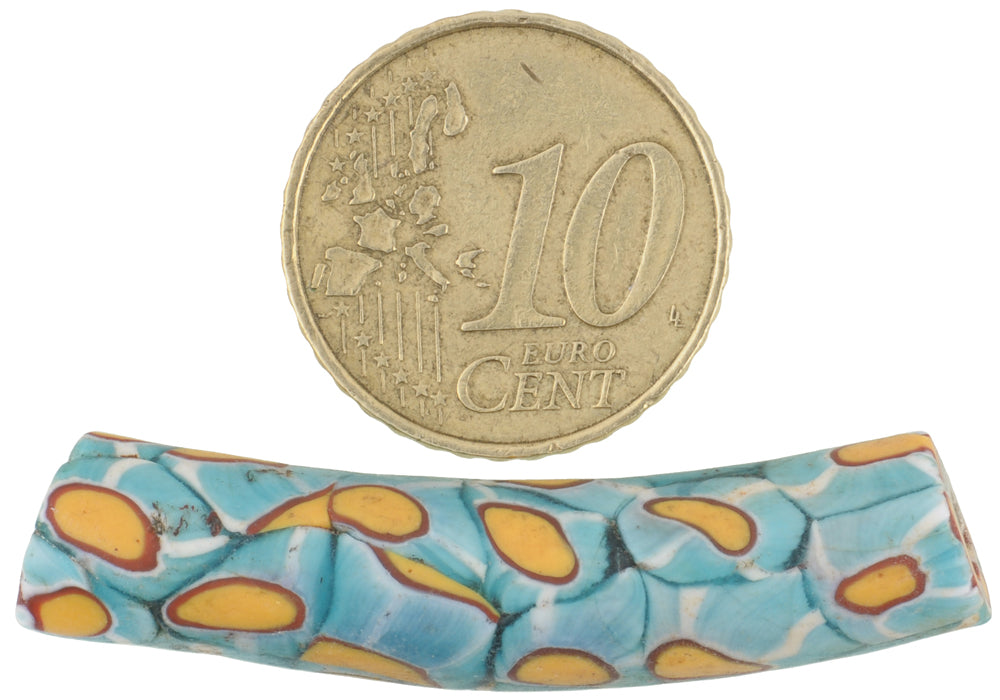Seltene afrikanische Handelsperle alter Ellenbogen Millefiori venezianische Mosaikglasperle Ghana SB-34352