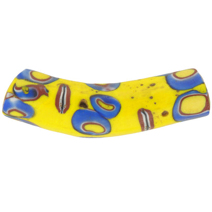Antike venezianische Millefiori-Ellbogen-Mosaik-Glas-Handelsperle, 40 x 10 mm