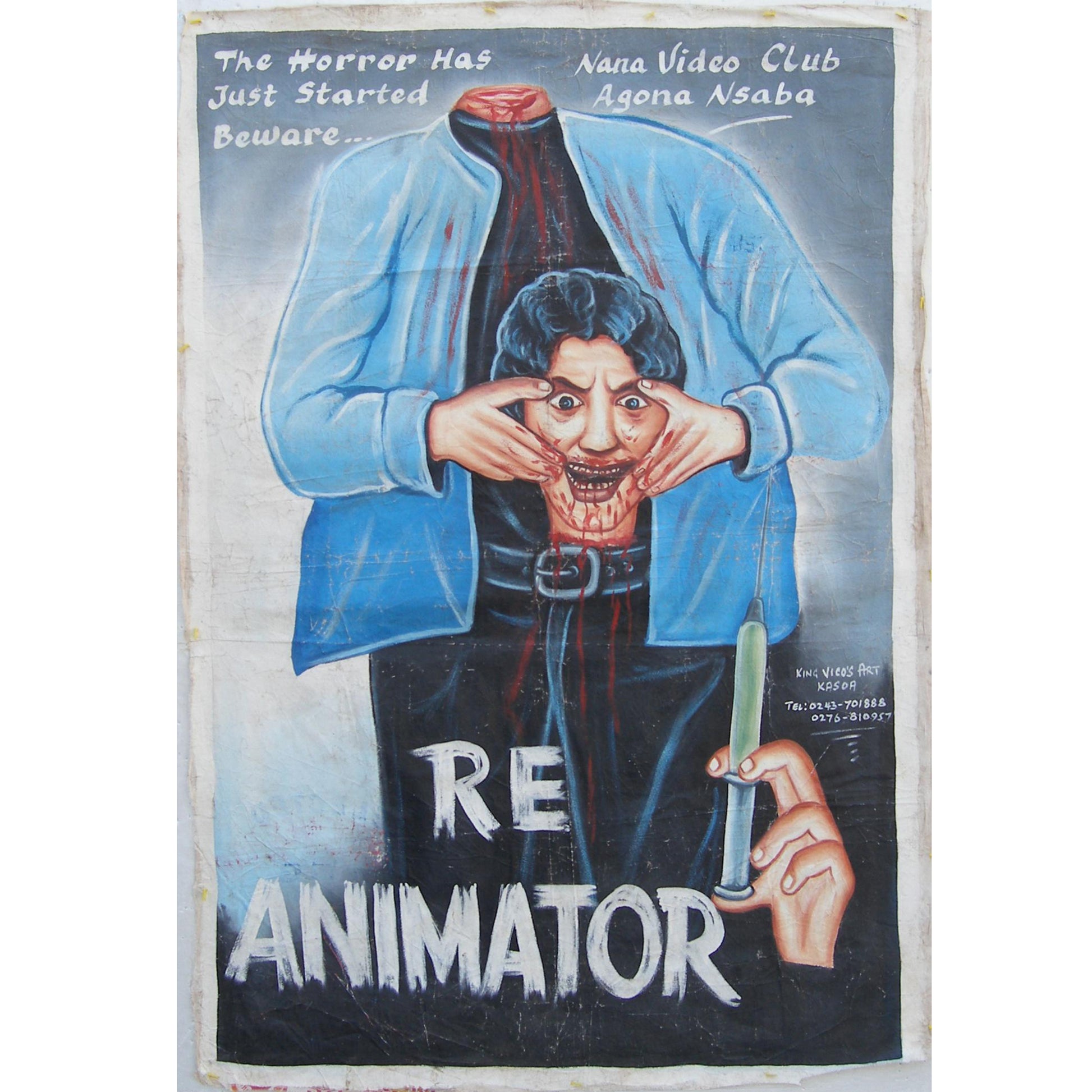 Reanimator movie poster hand painted in Ghana
