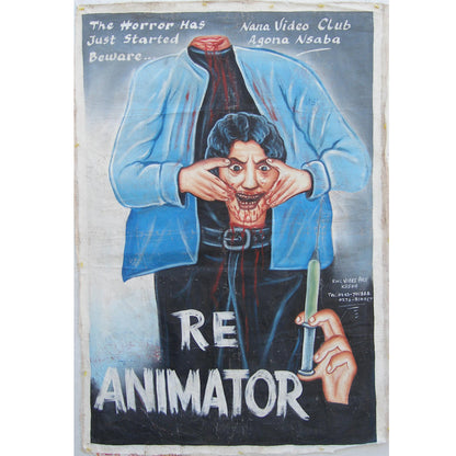 Reanimator movie poster hand painted in Ghana