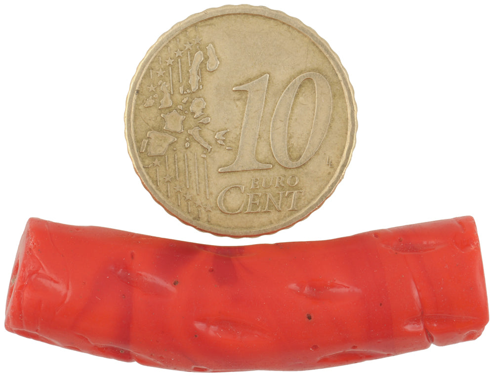 Seltene afrikanische Handelsperle „Rote Koralle“, alte venezianische Glasperle, Ghana-Handel SB-37034