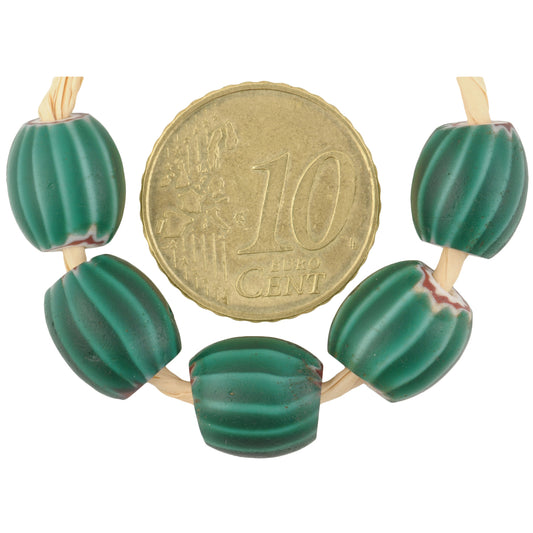 Verde antico chevron commercio africano perle di vetro veneziane 4 strati vecchio Ghana SB-38393
