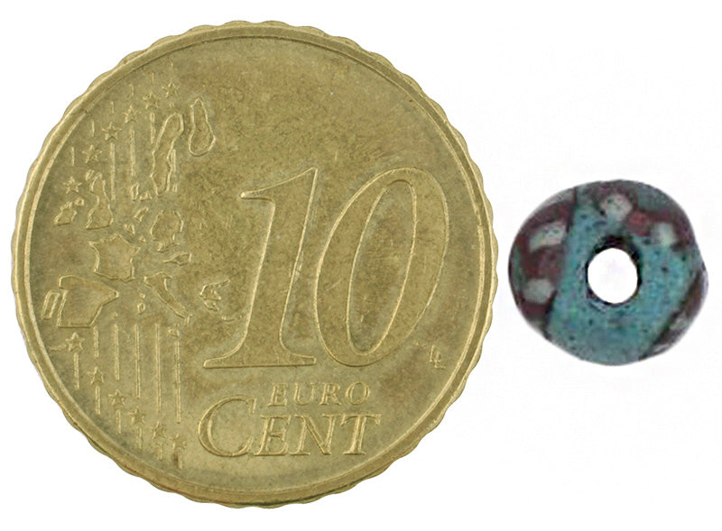 Small Blue Fustat Glass Bead - Islamic Period 12Th Century Egypt - close-up