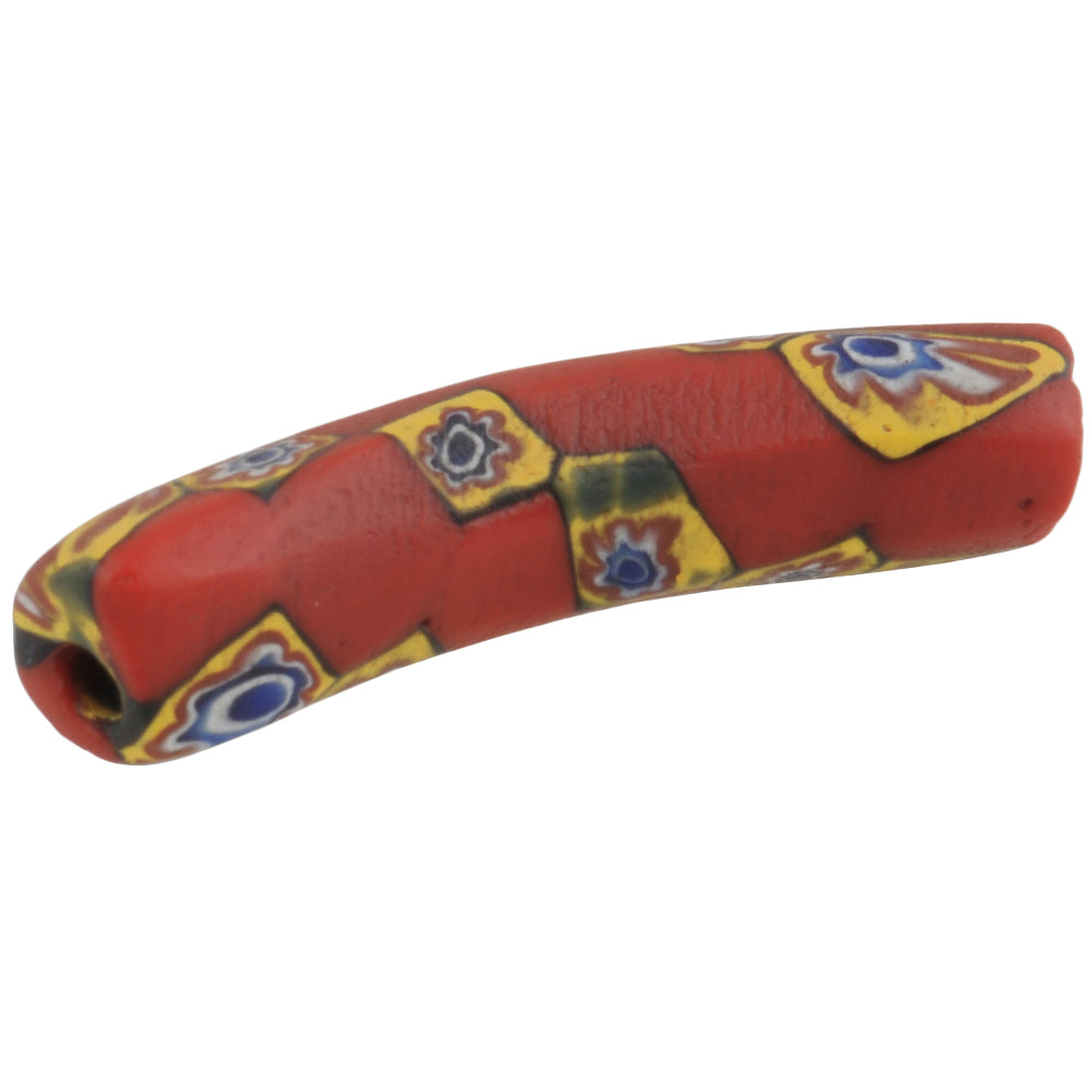 Seltene afrikanische Handelsperle alte Ellenbogen Millefiori Venezianische Glasperle Murano Mosaik SB-36487