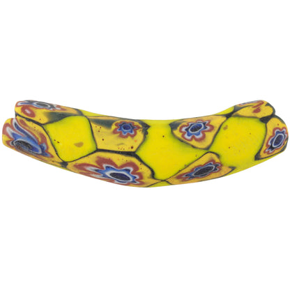 Antique Elbow Venetian Millefiori Mosaic Trade Bead - 41X8Mm